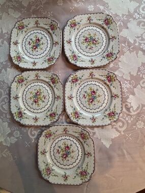 Five Royal Albert Petit Point Dessert Plates